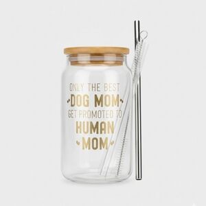 Glass Jar with Dog Mom Design